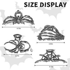DPWCVM 4Pack claw clips skeleton hand motif for bold goth looks