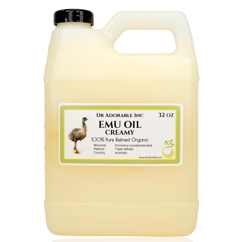 Dr Adorable Creamy Emu Oil bottle closeup for intense hydration.