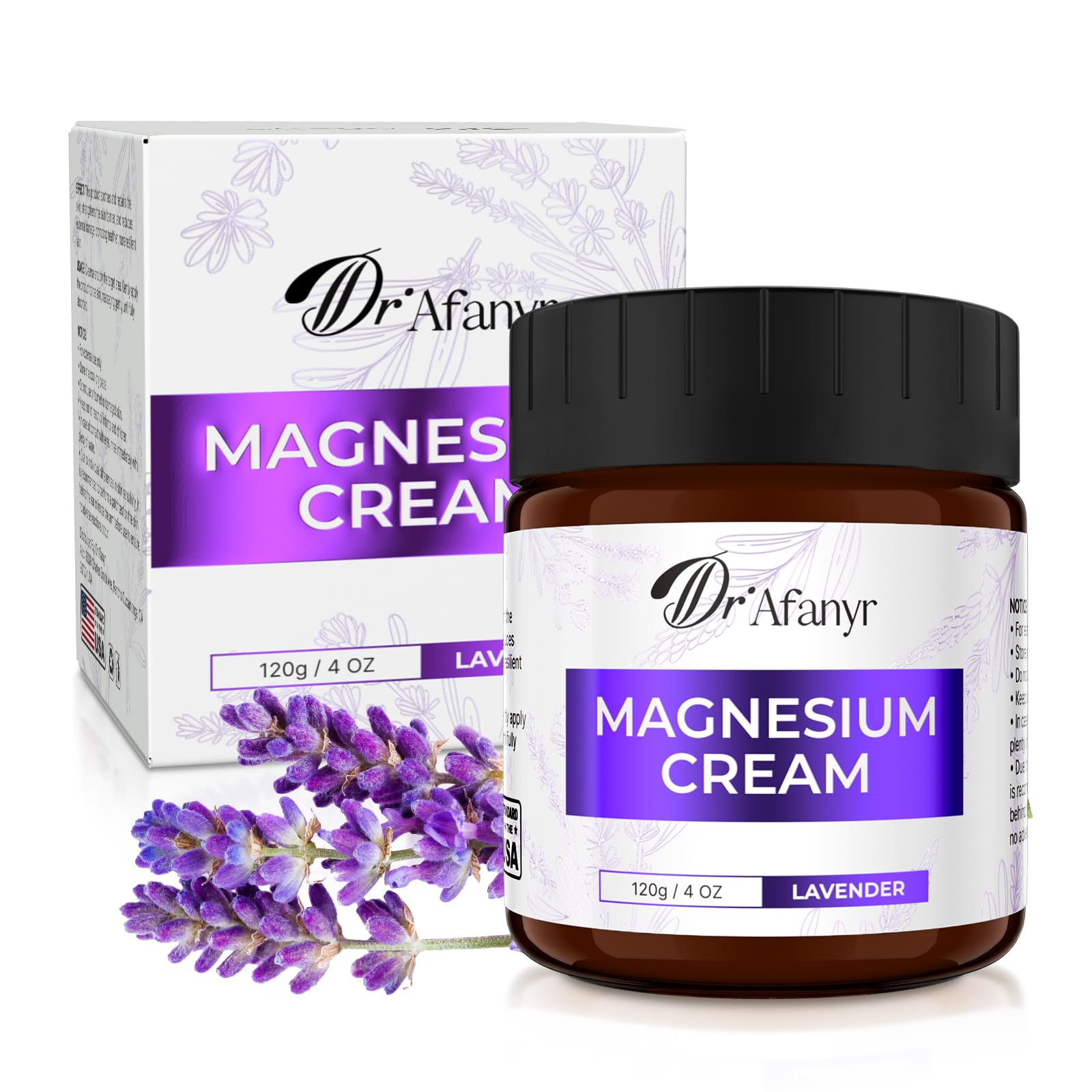 DR.Afanyr magnesium lotion bottle with lavender for calming sleep support and skin comfort