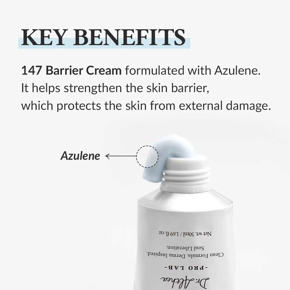 Dr.Althea 147 Barrier Cream packaging front highlights vegan skincare benefits.