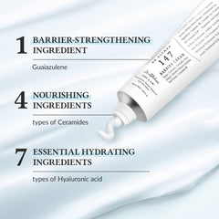 Dr.Althea 147 Barrier Cream tube and swirl show lightweight, refreshing finish.