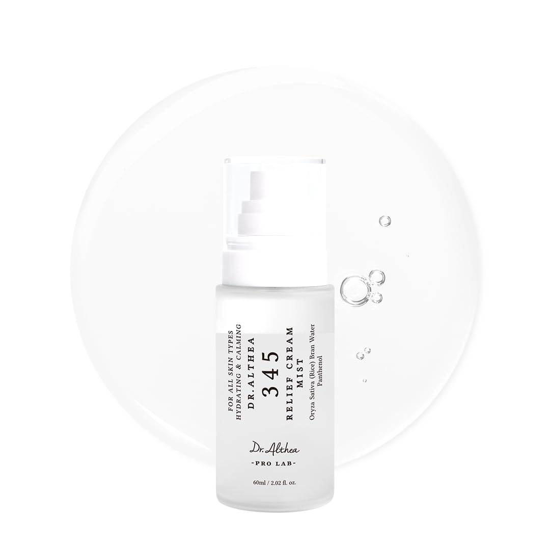 Dr.Althea 345 Relief Cream Mist bottle closeup shows lightweight hydration for sensitive skin