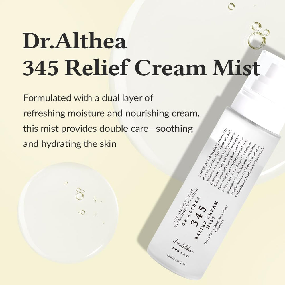 Dr.Althea 345 Relief Cream Mist spray application for even mist coverage
