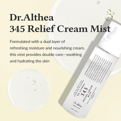 Dr.Althea 345 Relief Cream Mist spray on face delivering instant refreshment during the day.