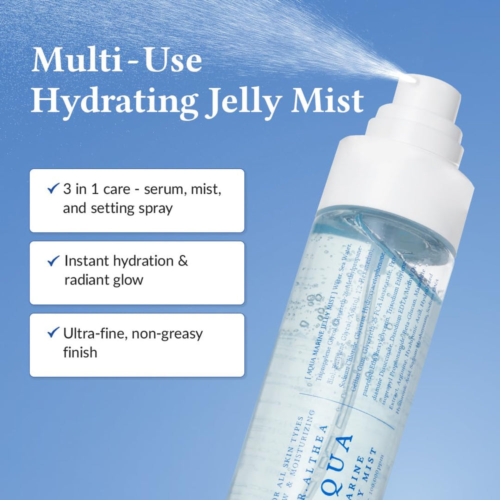 Dr.Althea Aqua Marine Jelly Mist texture jet highlights lightweight moisture.