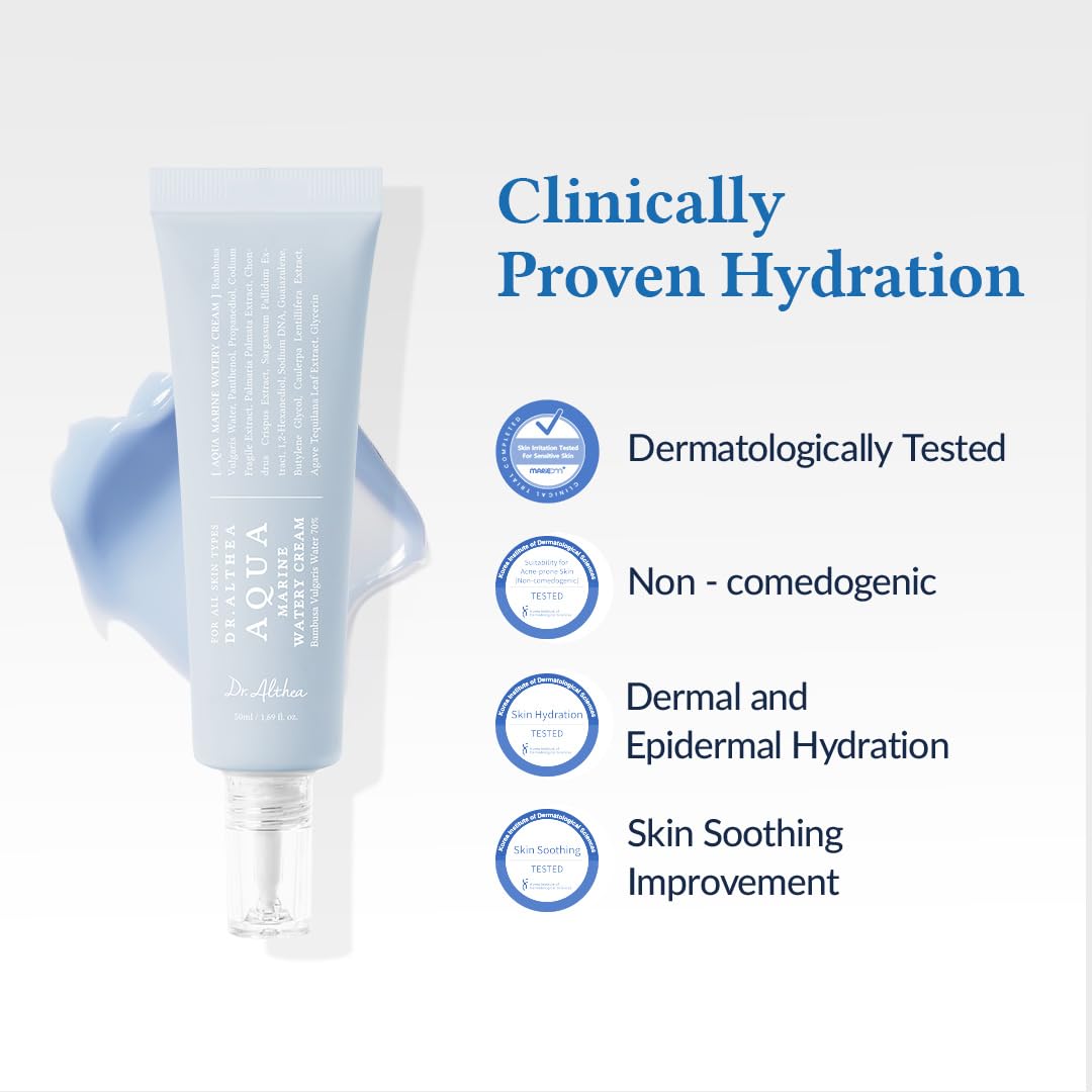 Dr.Althea Aqua Marine Watery Cream suits all skin types for daily hydration.