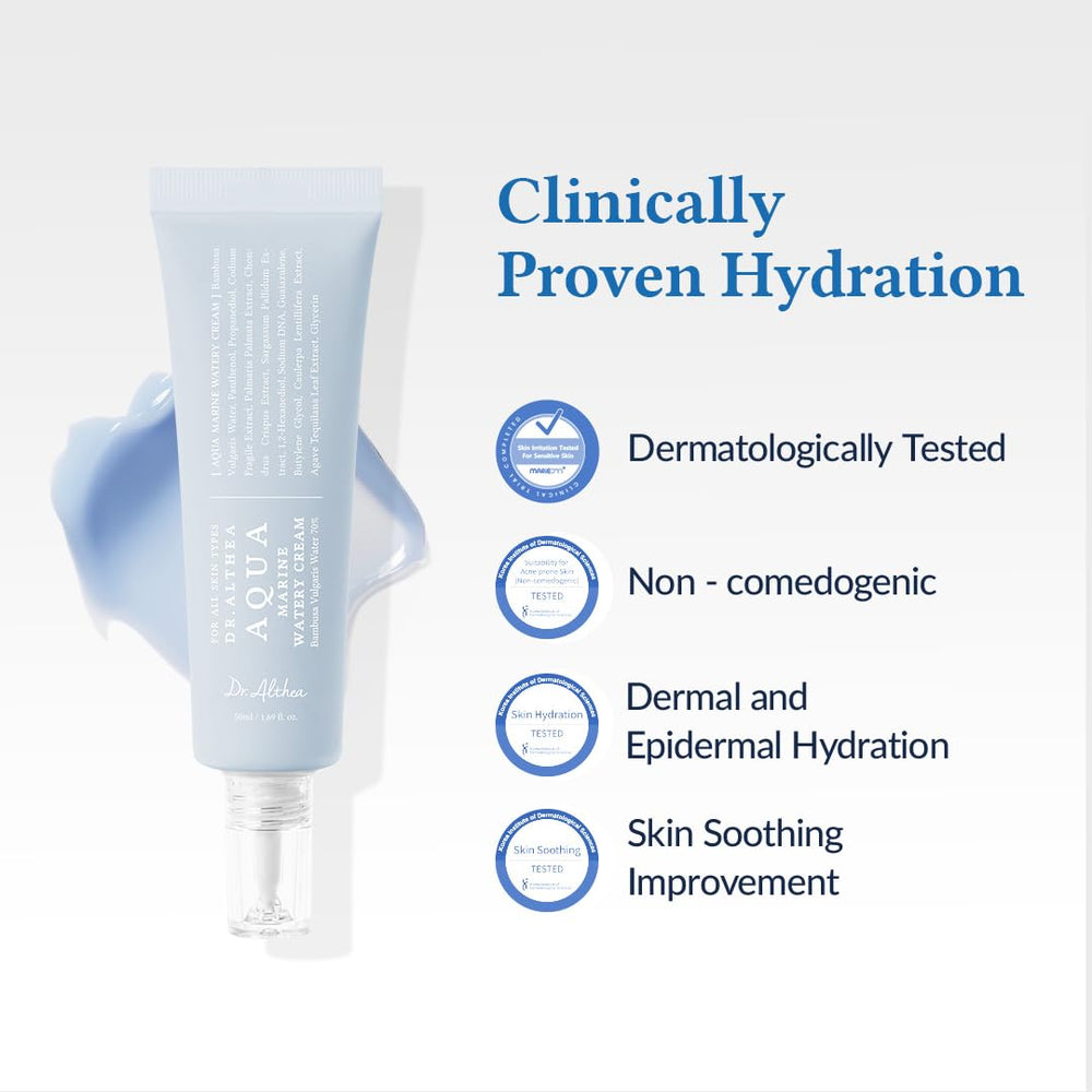 Dr.Althea Aqua Marine Watery Cream suits all skin types for daily hydration.