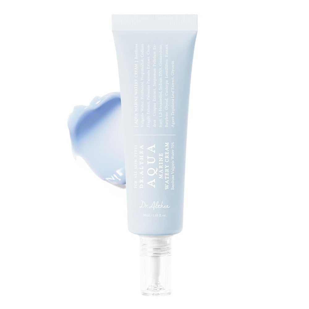 Dr.Althea Aqua Marine Watery Cream bottle close-up highlighting lightweight hydration.