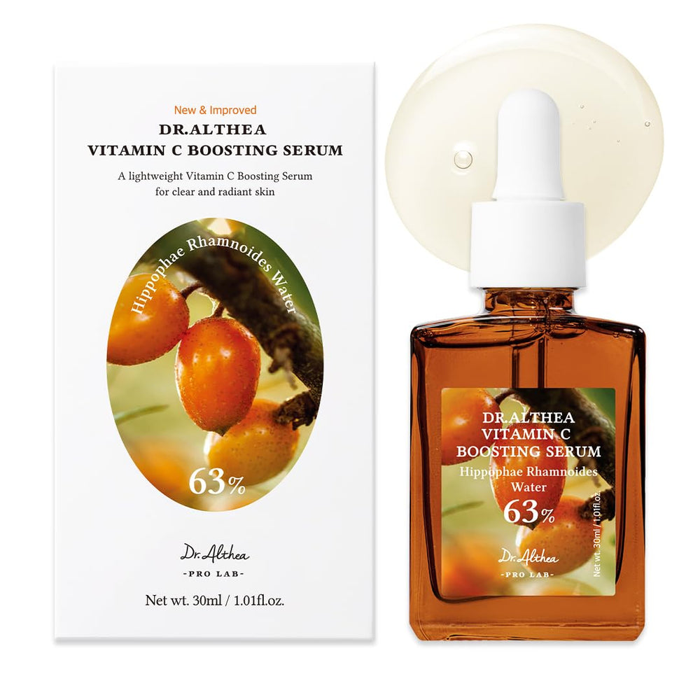 Dr.Althea Vitamin C Boosting Serum bottle front view for even skin tone and brightening.
