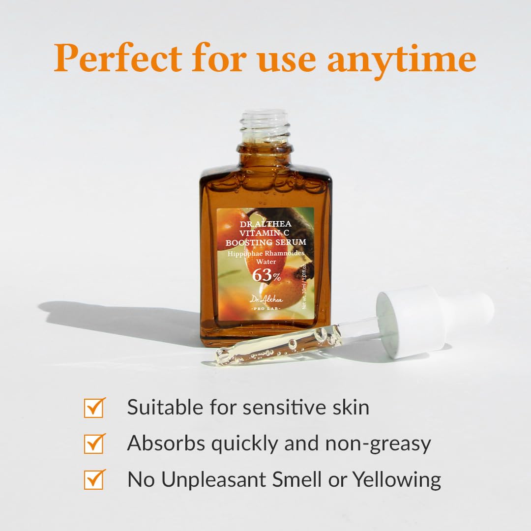 Dr.Althea Vitamin C Boosting Serum swatch demonstrating lightweight hydration.
