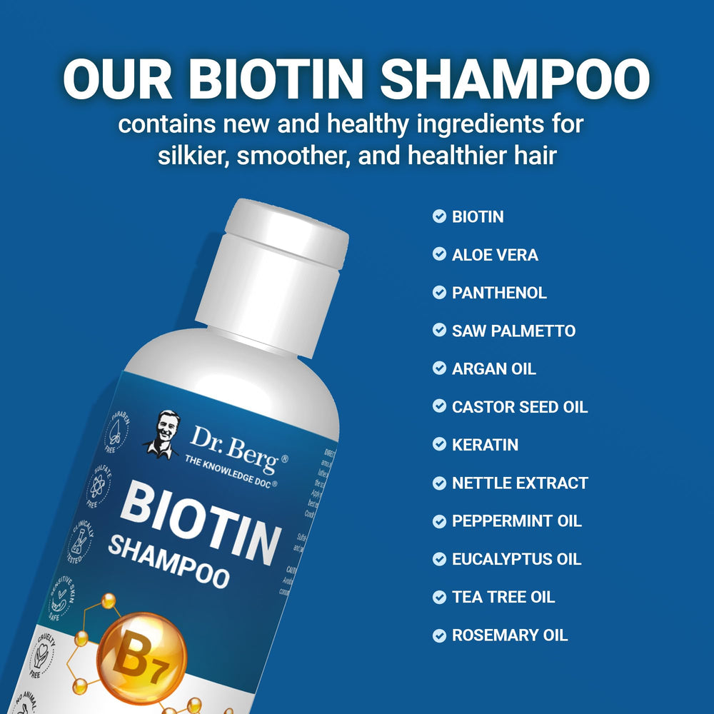 Dr. Berg Biotin Shampoo foamy lather cleanses while maintaining moisture.