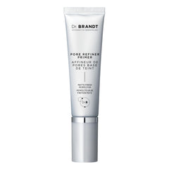 Dr. Brandt Pores No More primer jar closeup, silky texture for pore refinement.