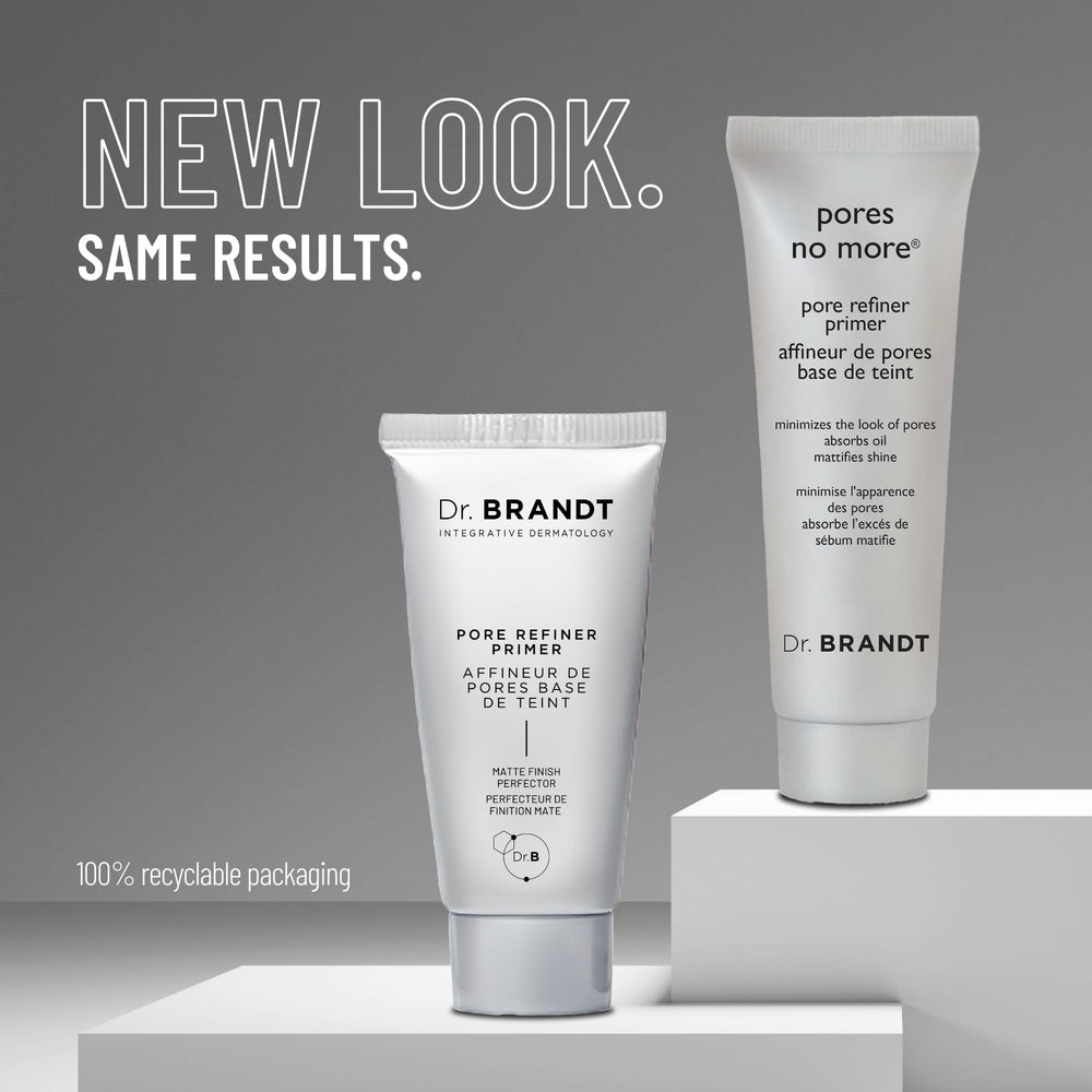 Dr. Brandt Pores No More primer swatch shows matte finish.