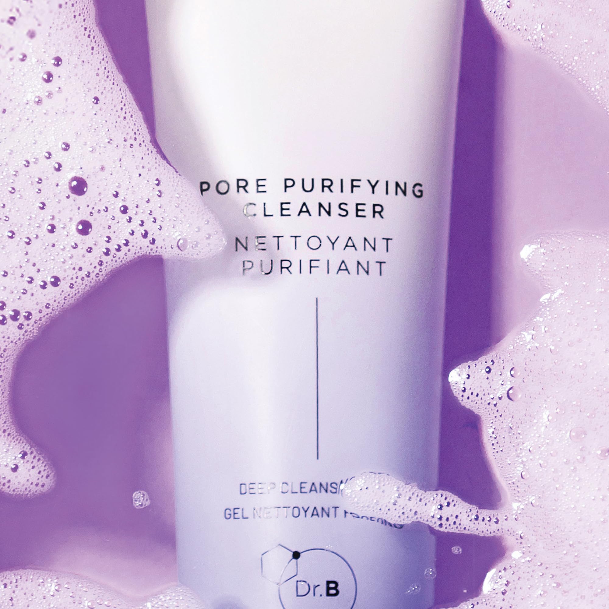 Dr. Brandt Skincare Pore Purifying Cleanser foam closeup for a gentle daily cleanse and shine control.
