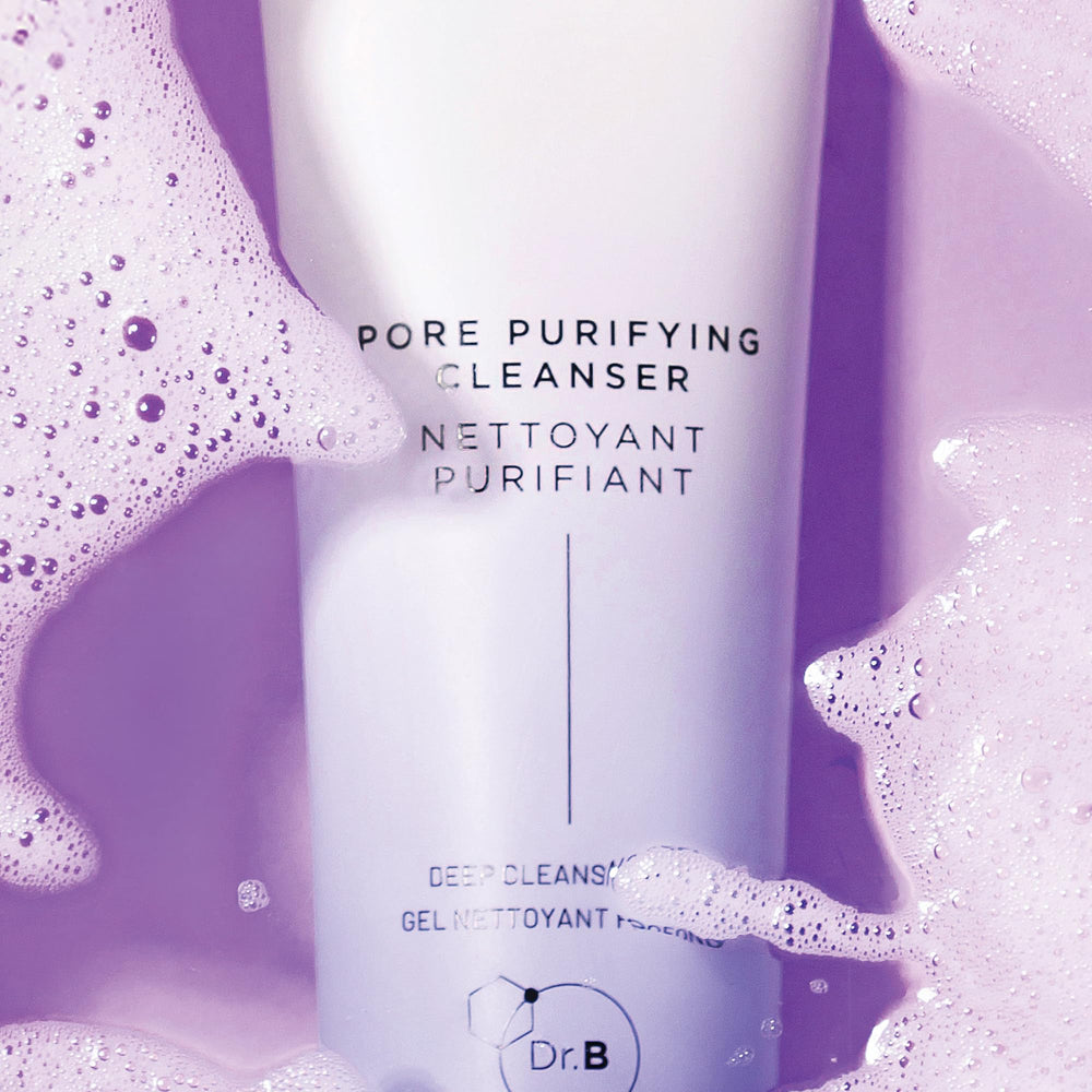 Dr. Brandt Skincare Pore Purifying Cleanser foam closeup for a gentle daily cleanse and shine control.