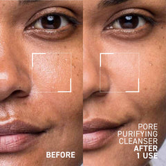 Dr. Brandt Skincare Pore Purifying Cleanser ingredients closeup hint at pore care and skin smoothing.