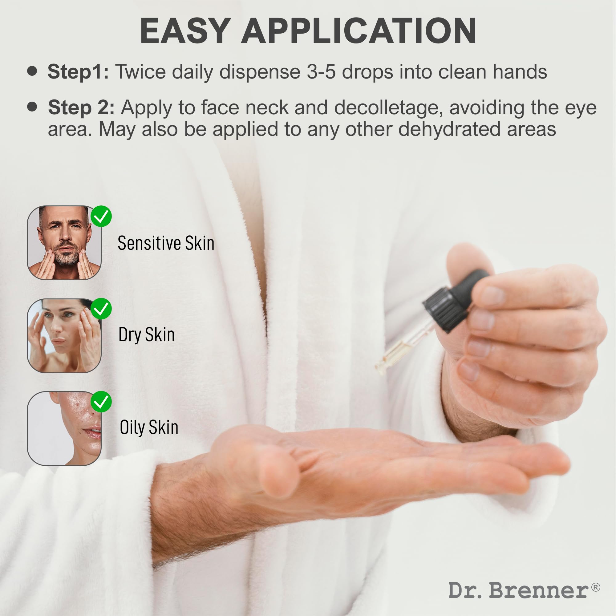 Dr. Brenner Hyaluronic Acid Serum bottle label shows vitamin B5 ingredient
