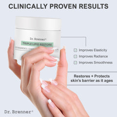 Dr. Brenner Triple Lipid Restore finger-dispense demonstrates easy, lightweight hydration without heaviness.