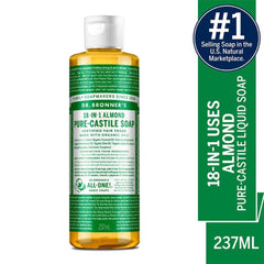 Dr. Bronner's almond foam close-up highlighting rich lather and scent.