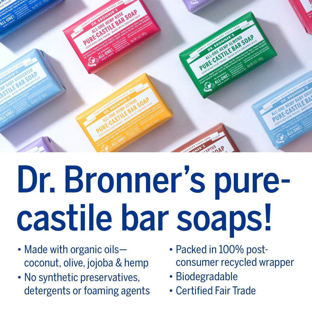 Dr. Bronner's citrus bar soap offers bright, uplifting cleanse with natural oils