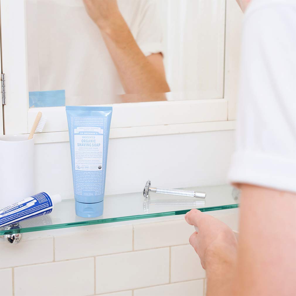 Dr. Bronner's hemp oil balances skin during shaving for a calmer feel.