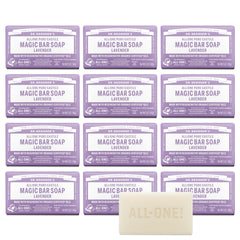 Dr. Bronner's Lavender Magic Bar front packaging highlights eco-friendly, versatile cleansing.