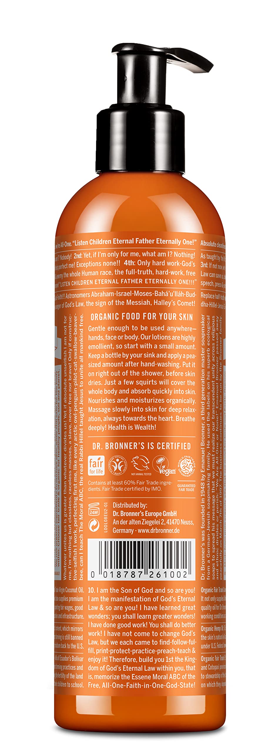 Dr. Bronner's lotion being massaged into hands shows versatile daily use