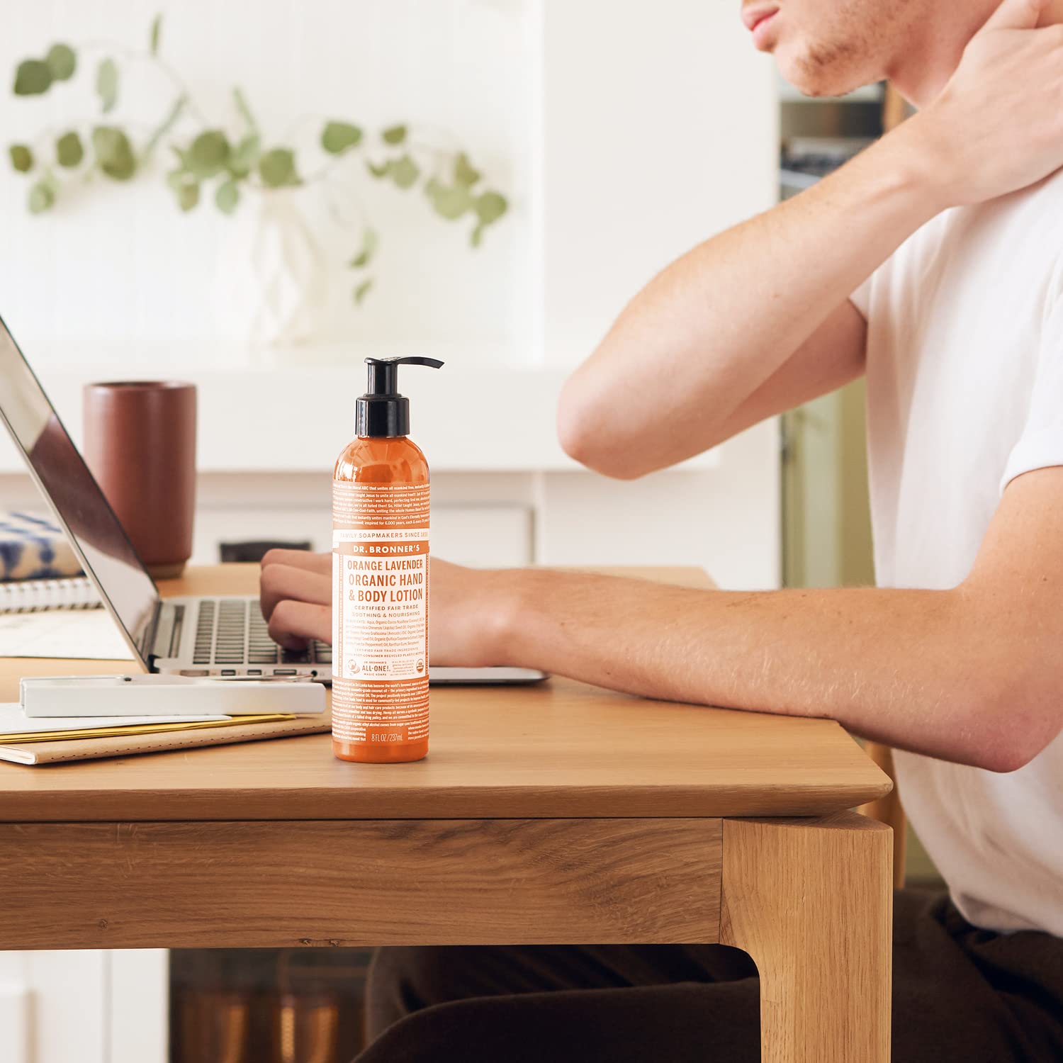 Dr. Bronner's lotion texture close-up reveals rich emollient cream