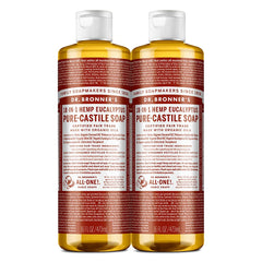 Dr. Bronner's Magic Soap bottle with eucalyptus scent for gentle skincare and cleaning