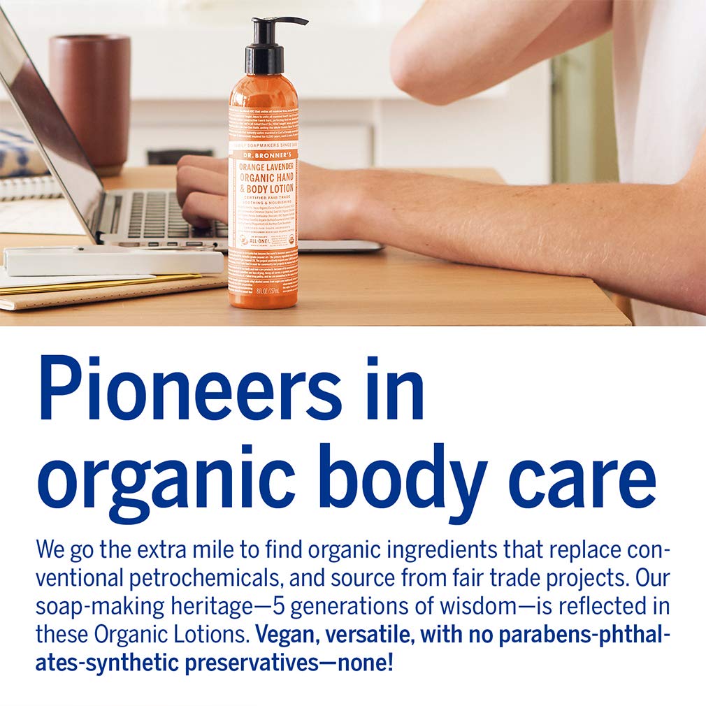 Dispense-spout of Dr. Bronner's Organic Lotion in action