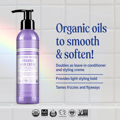 Dr. Bronner's Organic Hair Crème end smoothing targets dry ends for a softer look.