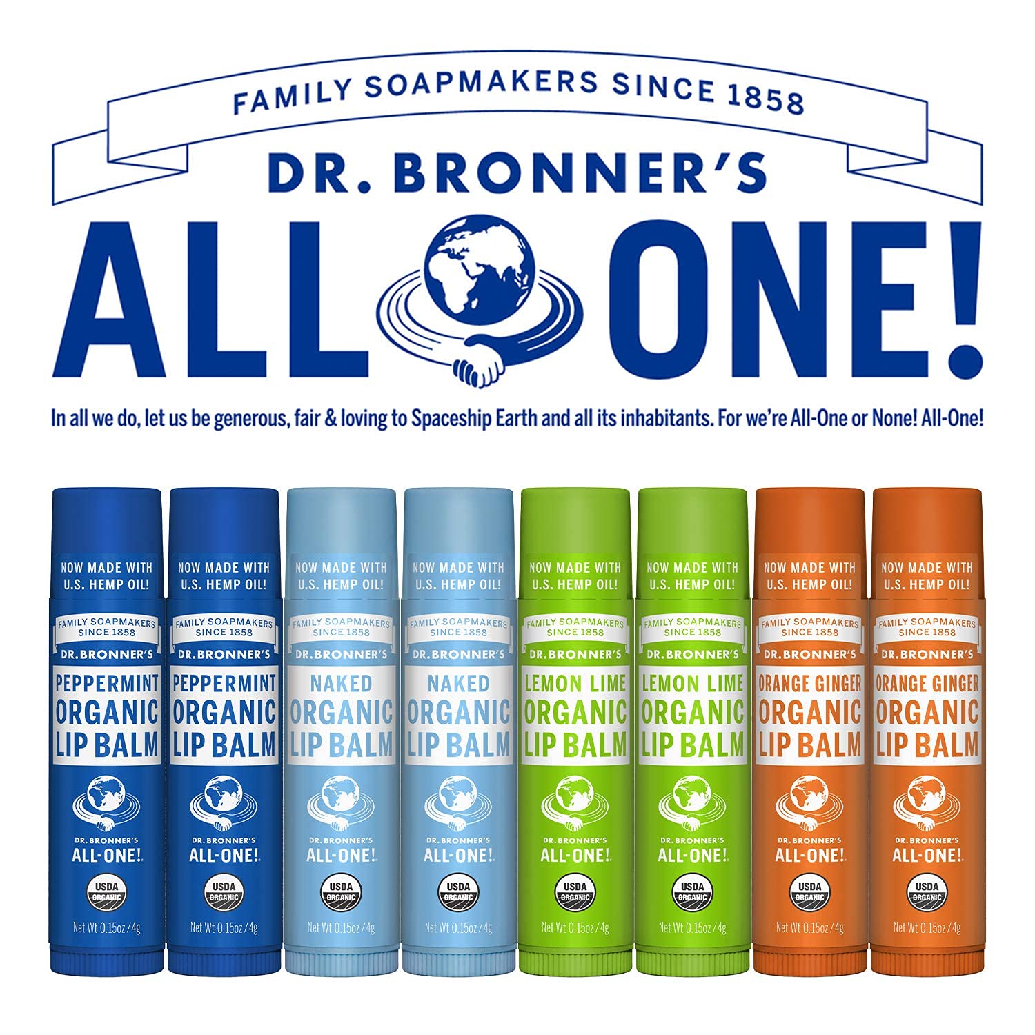 Dr. Bronner's lip balm applied on hands for multi-use dry-skin care.