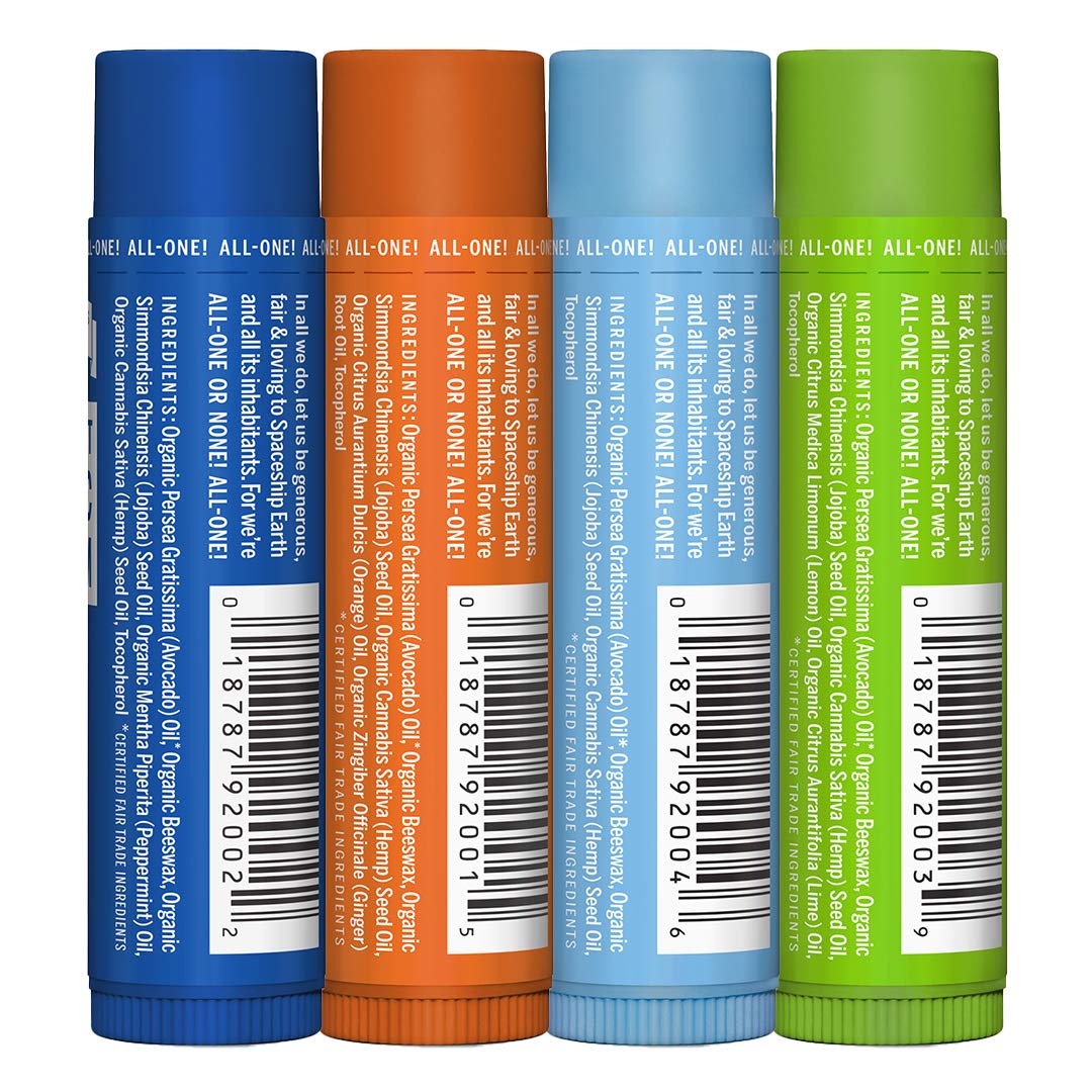 Dr. Bronner's Organic Lip Balm Orange Ginger tube delivering citrus scented moisture.