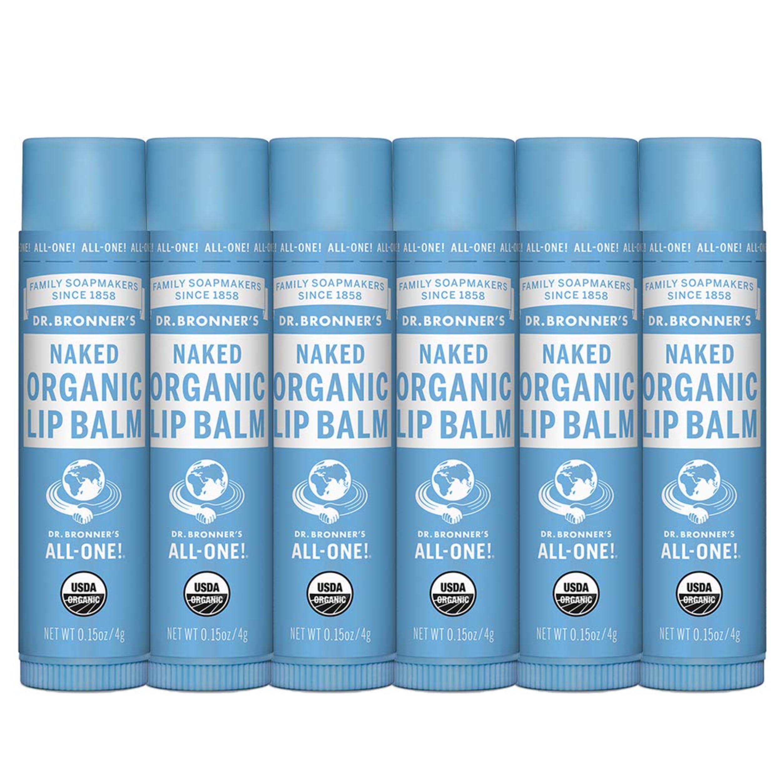 Dr. Bronner's organic lip balm pack tubes keep lips hydrated on the go