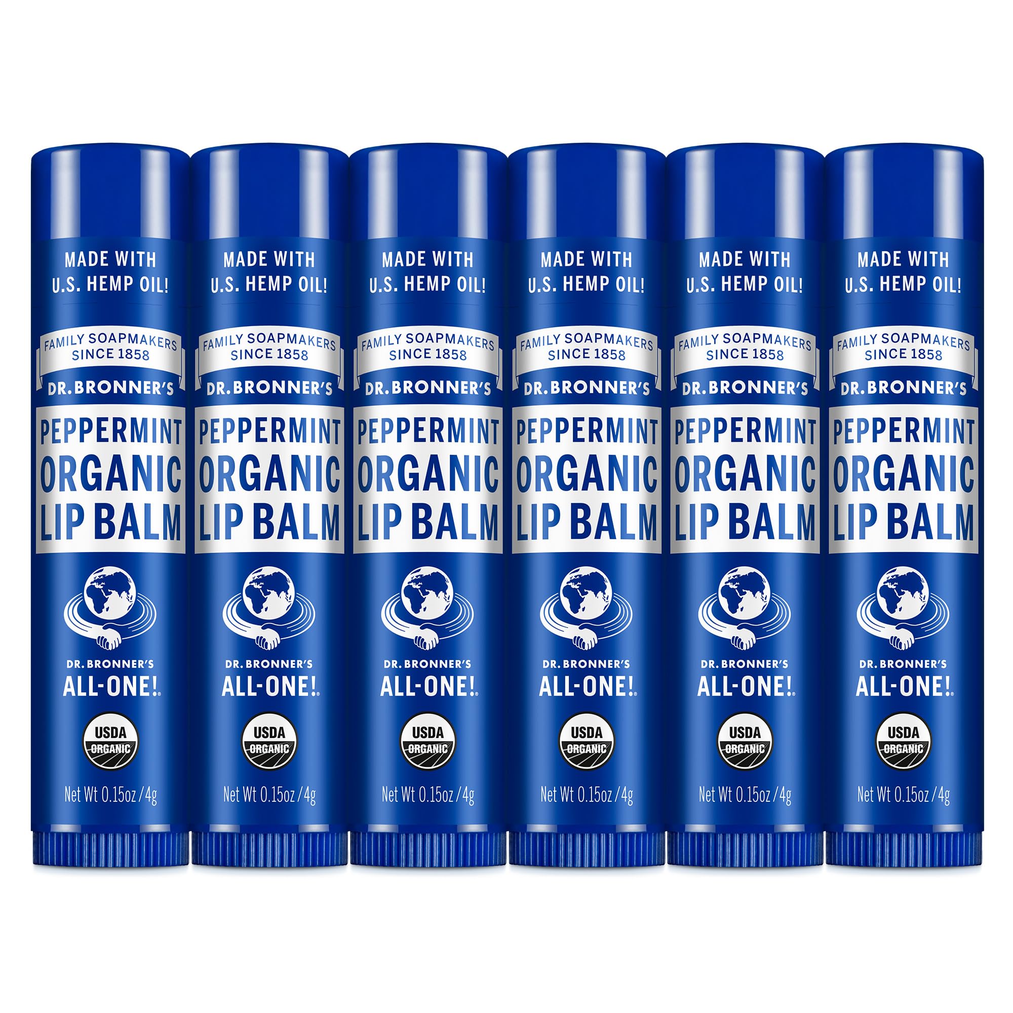 Dr. Bronner's Organic Lip Balm Peppermint tube delivers quick moisture