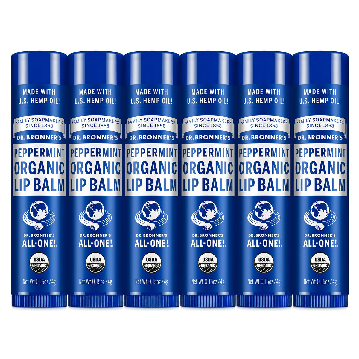 Dr. Bronner's Organic Lip Balm Peppermint tube delivers quick moisture