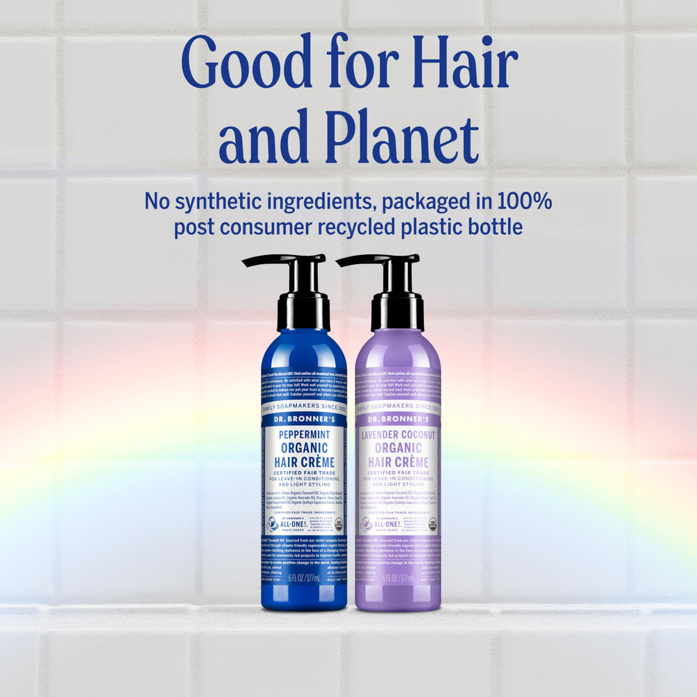 Dr. Bronner's ingredients panel showing organic jojoba and hemp oils