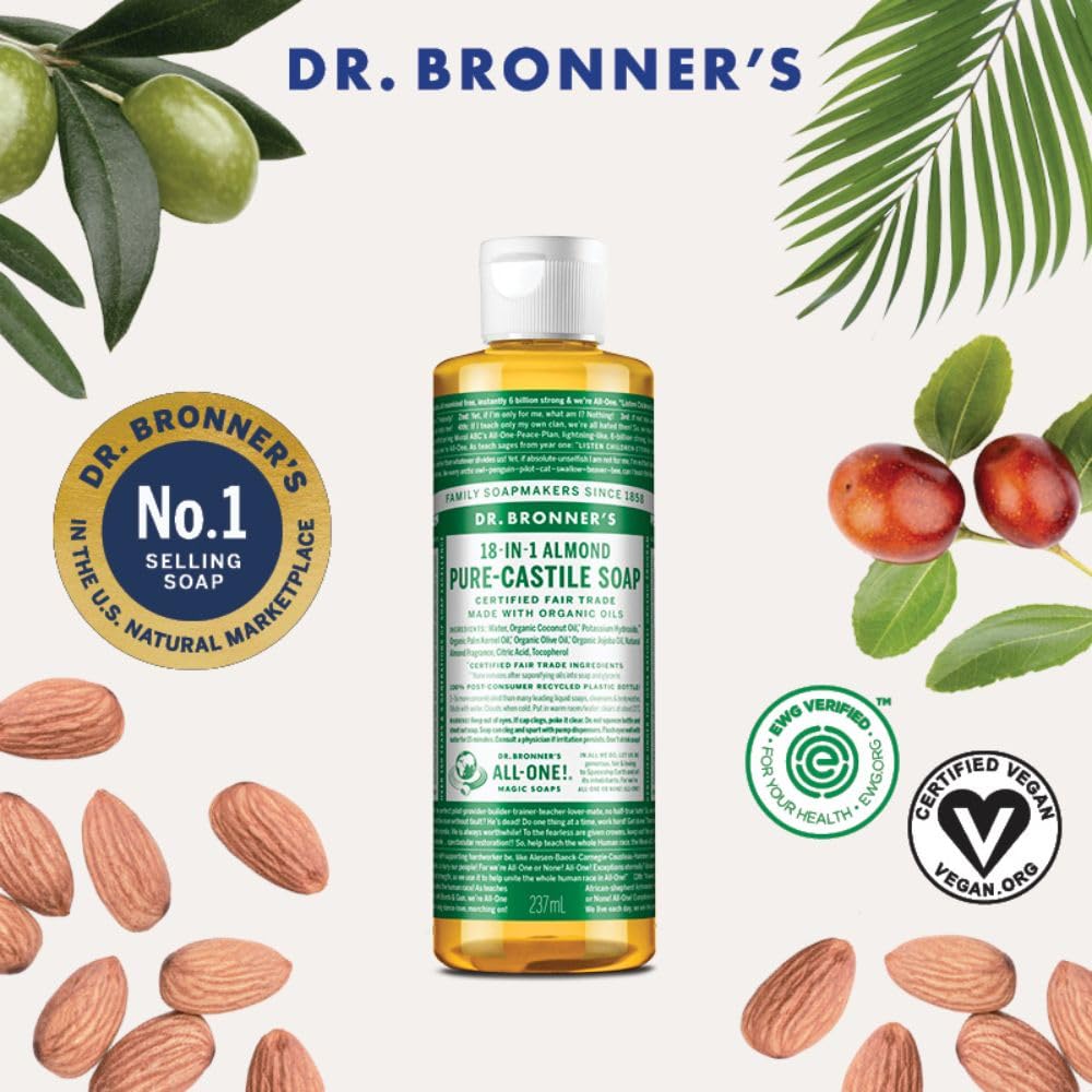 Dr. Bronner's organic oils label emphasizes organic and fair trade ingredients.
