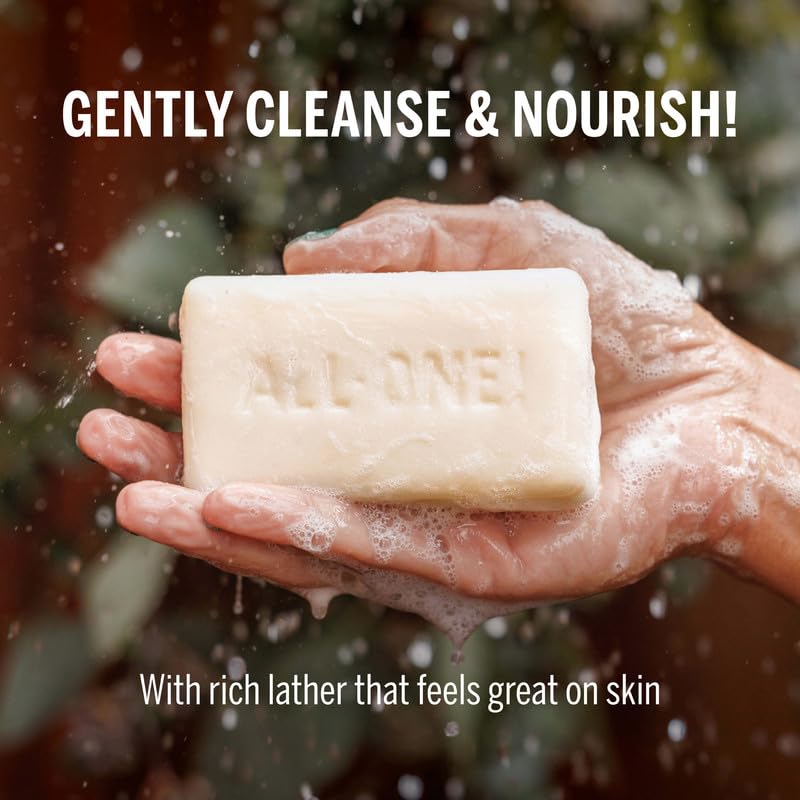 Dr. Bronner's organic oils on the bar emphasize sustainable, gentle cleansing.