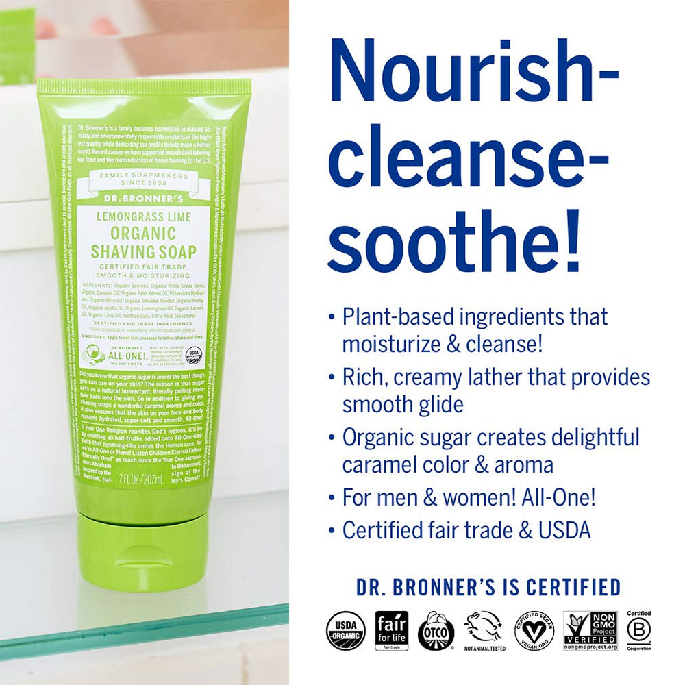 Dr. Bronner's Organic Palm Kernel Oil bottle signals sustainable sourcing and creamy lather.