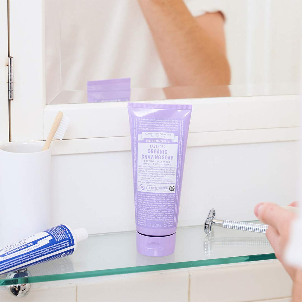 Dr. Bronner's Baby Unscented shaving soap bar for gentle, fragrance-free daily use.