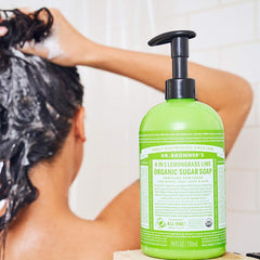 Dr. Bronner's sugar soap delivers a refreshing lemongrass lather for hands and body.