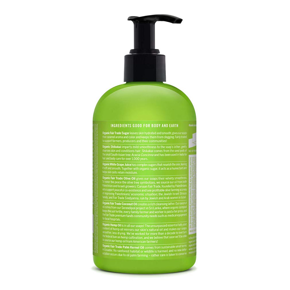 Dr. Bronner's Organic Sugar Soap Lemongrass – sustainable packaging from post-consumer plastic.