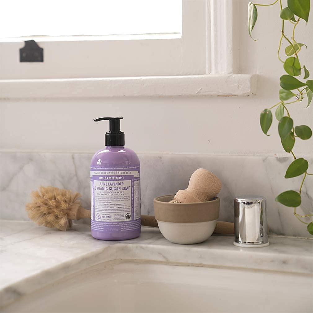 Dr. Bronner's Organic Sugar Soap uses shikakai powder for mild cleansing and conditioning