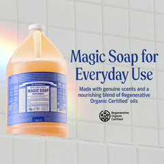 Dr. Bronner's peppermint lather demonstrates thick foam for shower use.