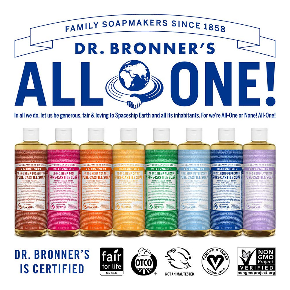 Dr. Bronner's post-consumer plastic bottle supports sustainable packaging