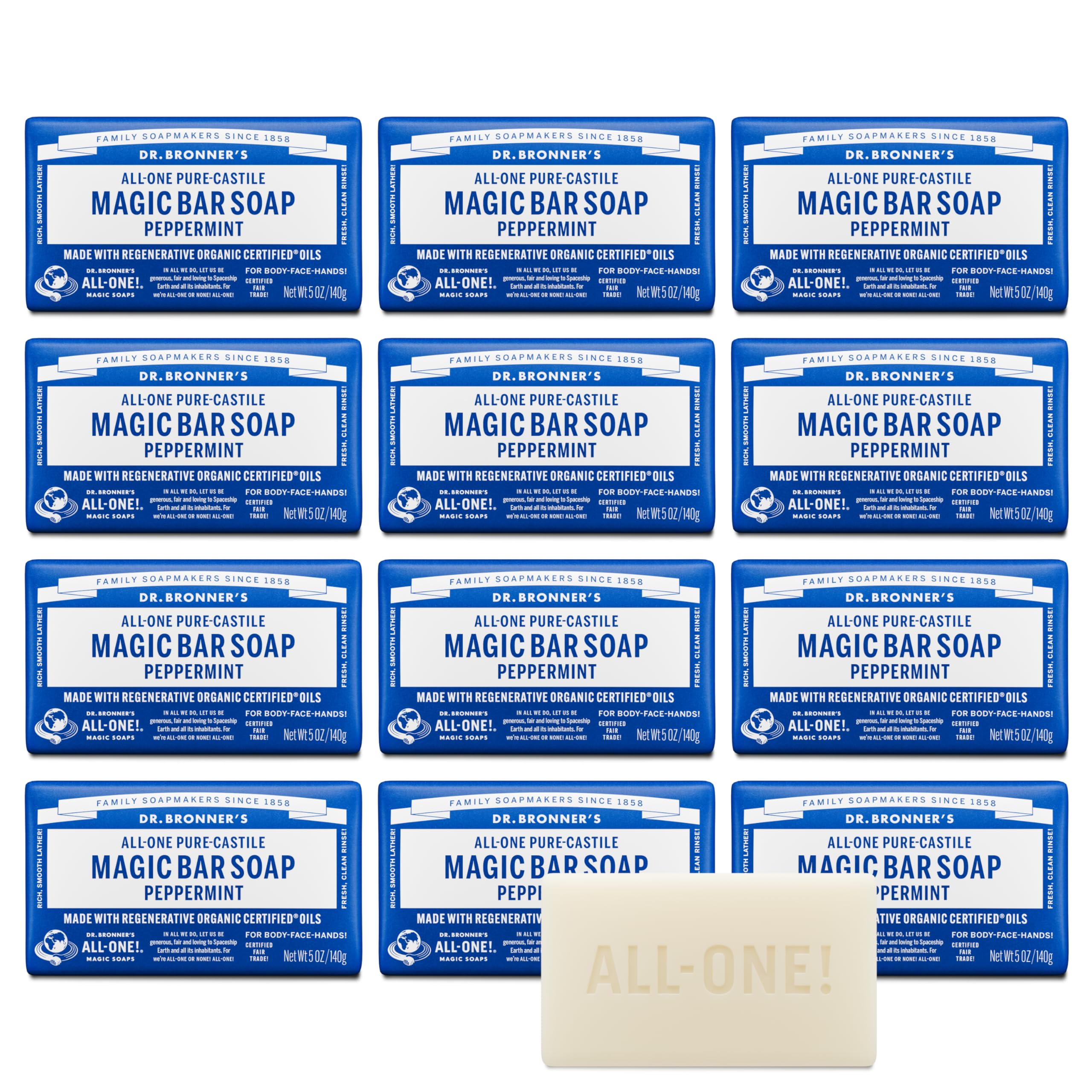Dr. Bronner's peppermint bar lather close-up for refreshing cleansing