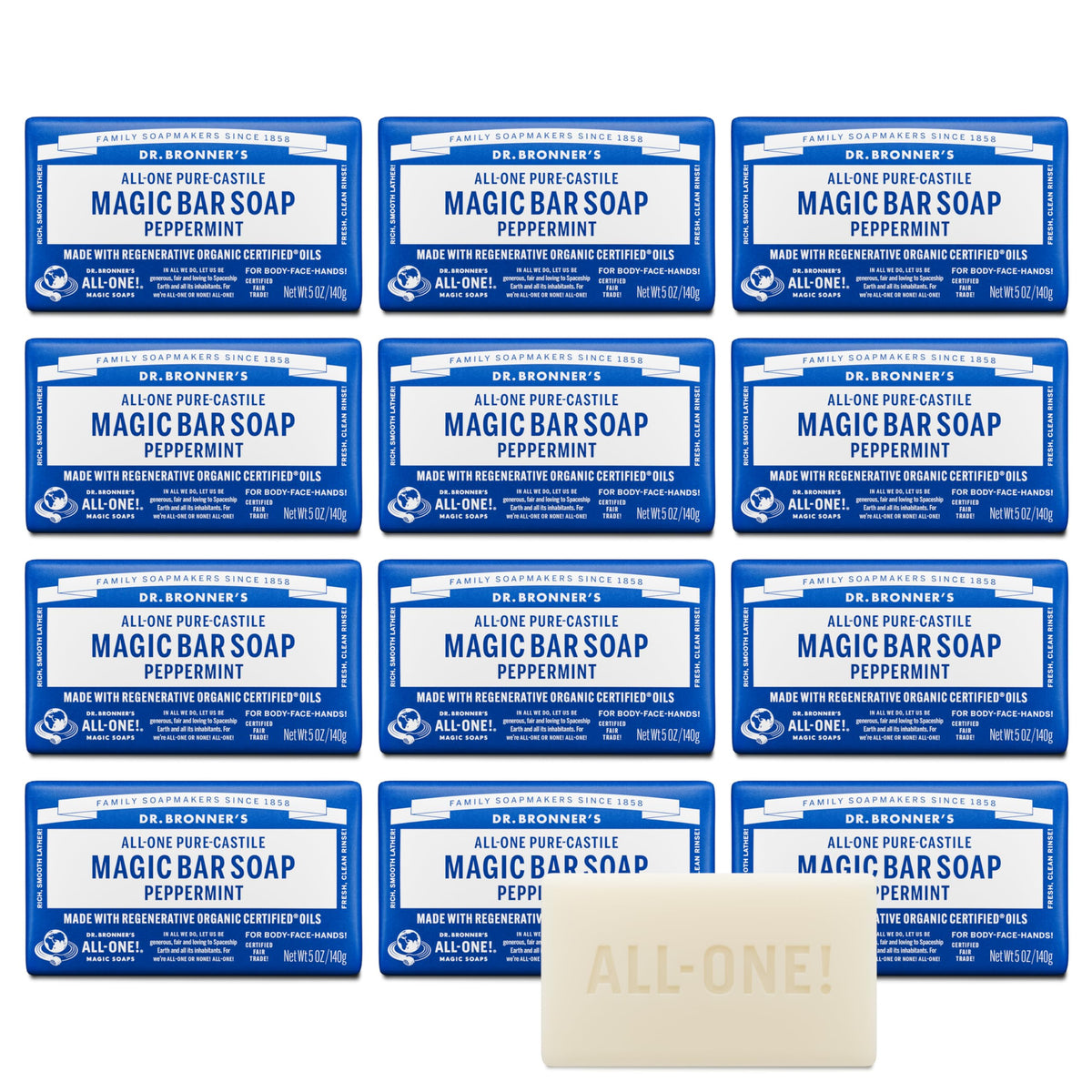 Dr. Bronner's peppermint bar lather close-up for refreshing cleansing