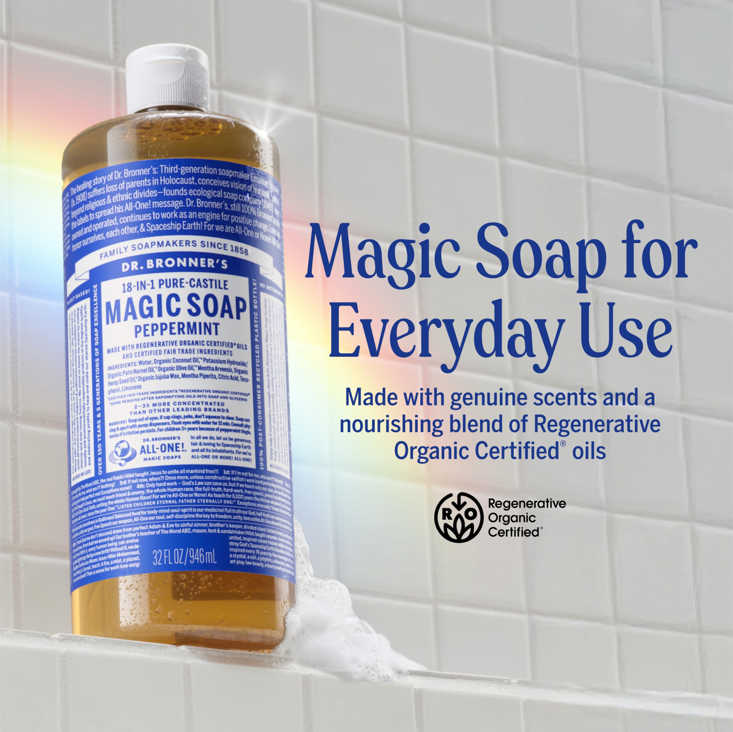 Peppermint-lather close-up from Dr. Bronner's for a refreshing skin cleanse
