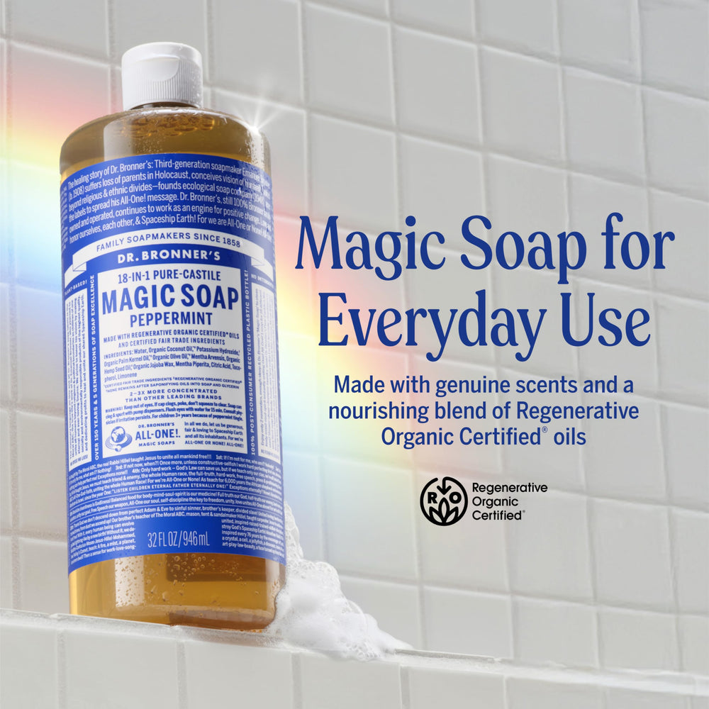 Peppermint-lather close-up from Dr. Bronner's for a refreshing skin cleanse